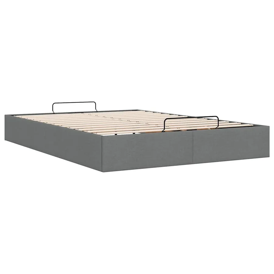 Cadre de lit ottoman sans matelas gris foncé 140x200 cm tissu - 9