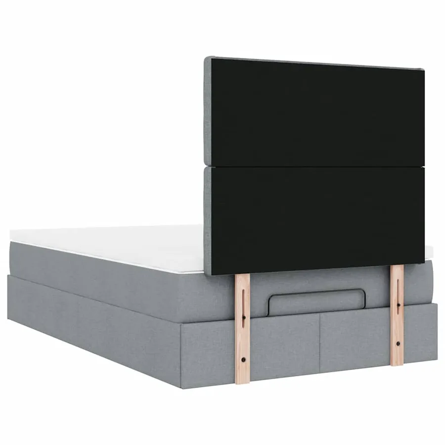 Cadre de lit ottoman avec matelas gris clair 120x190 cm tissu - 11