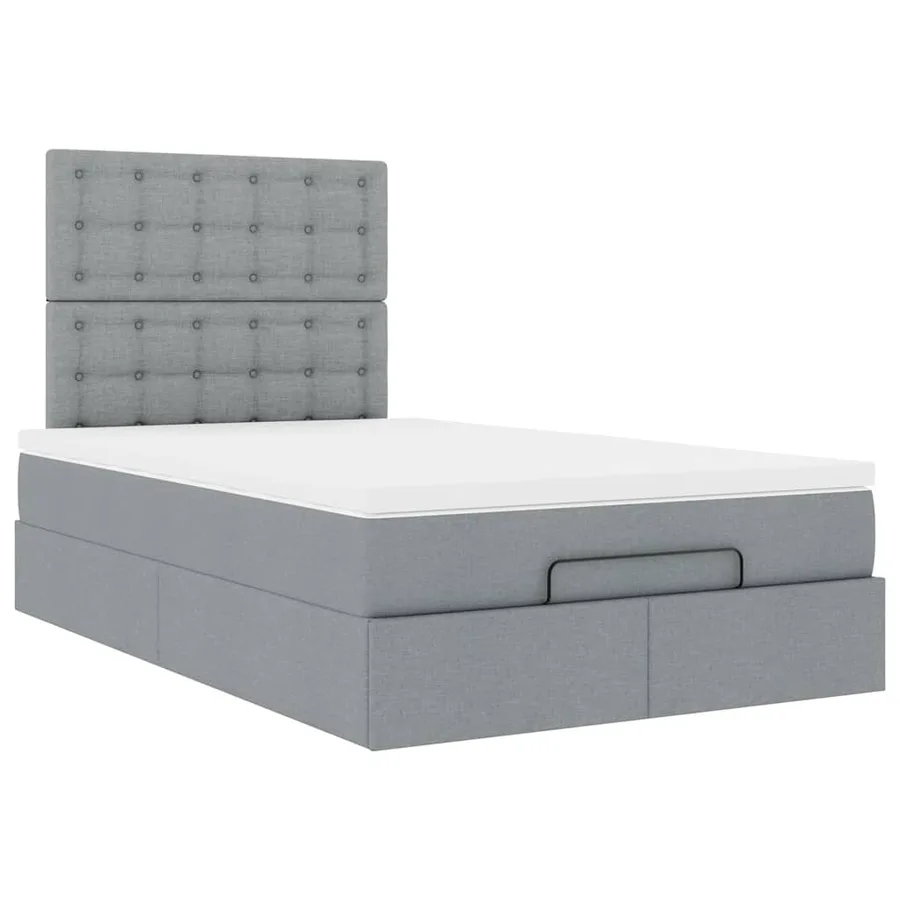 Cadre de lit ottoman avec matelas gris clair 120x190 cm tissu - 6