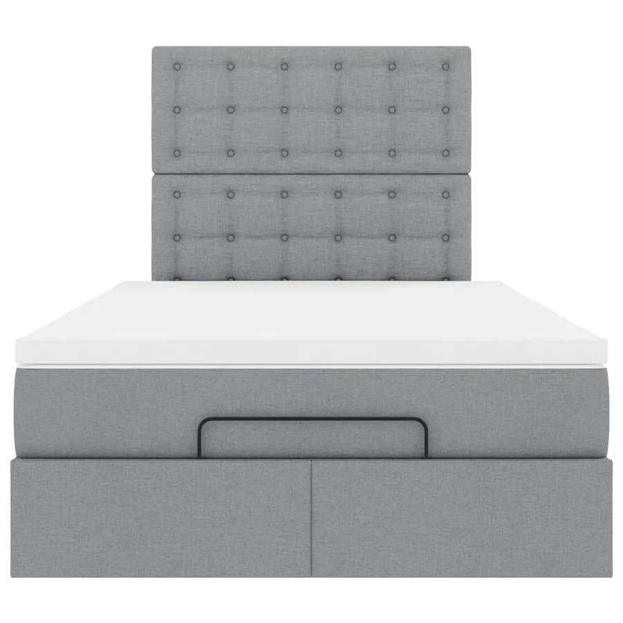 Cadre de lit ottoman avec matelas gris clair 120x190 cm tissu - 7