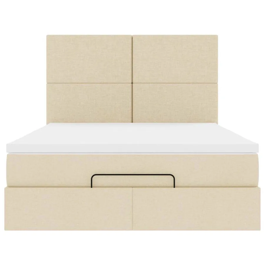 Cadre de lit ottoman avec matelas crème 140x200 cm tissu - 8