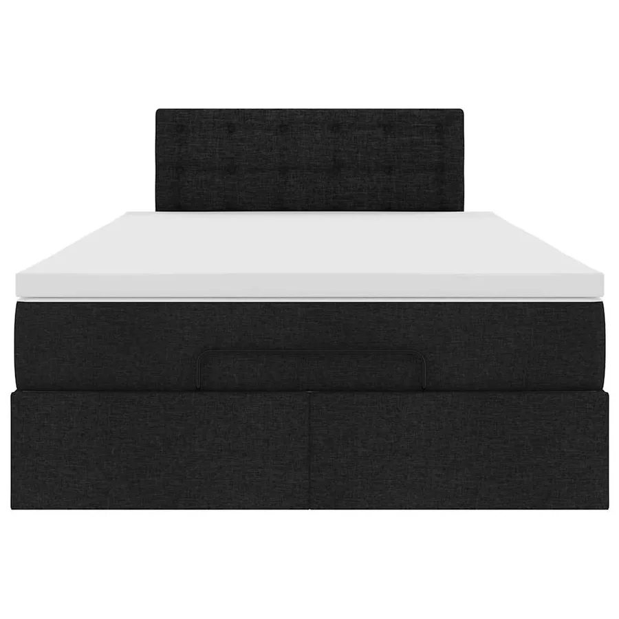 Lit ottoman avec matelas noir 120x190 cm tissu - 7