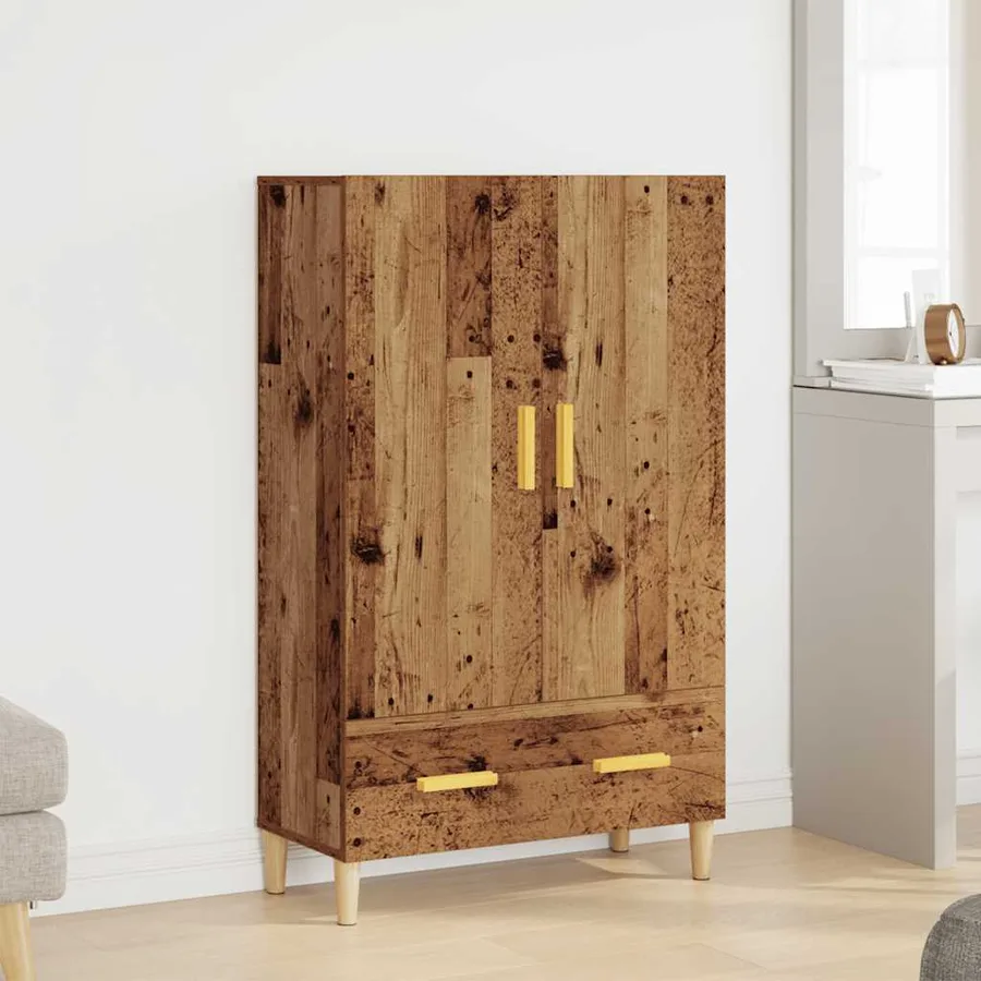 Buffet haut vieux bois 70x31x115 cm bois d'ingénierie - 2