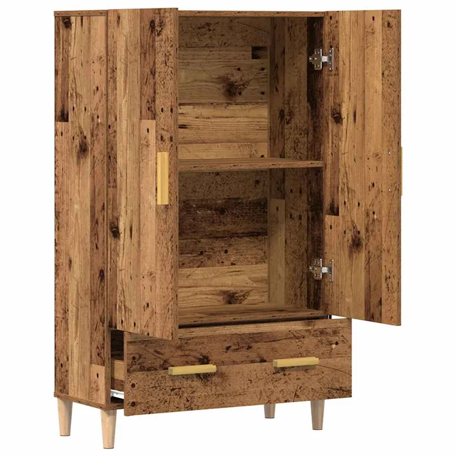 Buffet haut vieux bois 70x31x115 cm bois d'ingénierie - 4