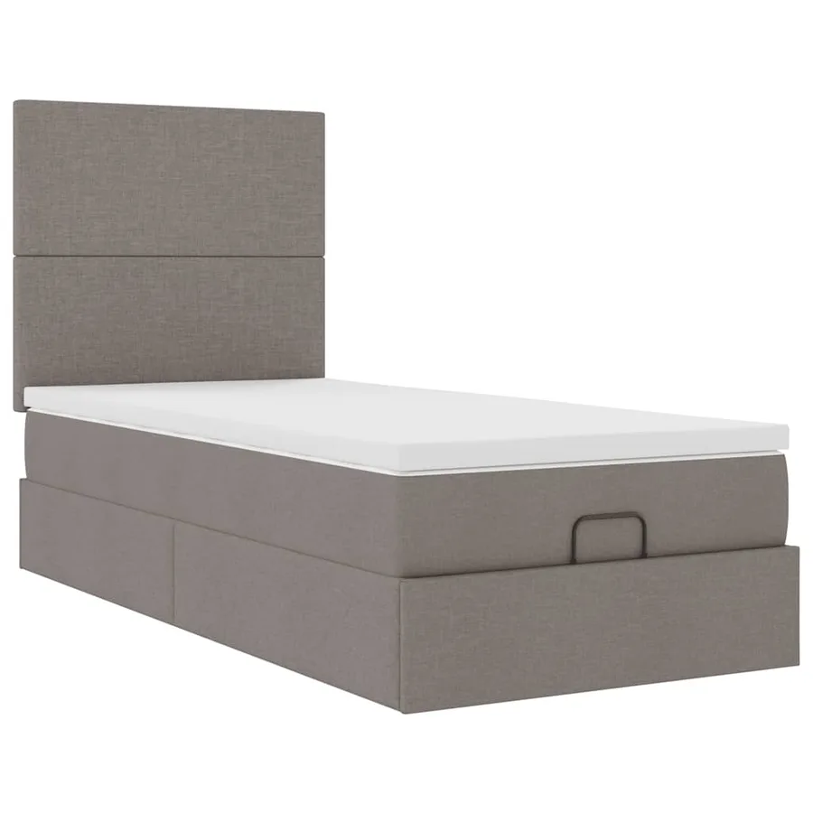 Lit ottoman avec matelas taupe 100x200 cm tissu - 6