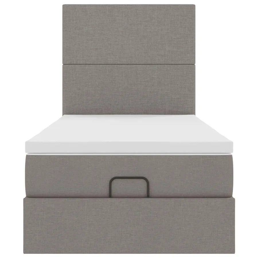 Lit ottoman avec matelas taupe 100x200 cm tissu - 7