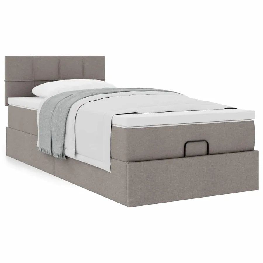 Lit ottoman avec matelas taupe 100x200 cm tissu - 4