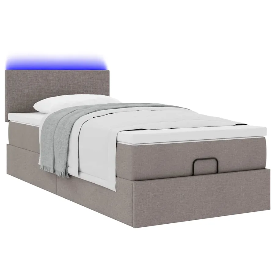 Lit ottoman avec matelas taupe 100x200 cm tissu - 6