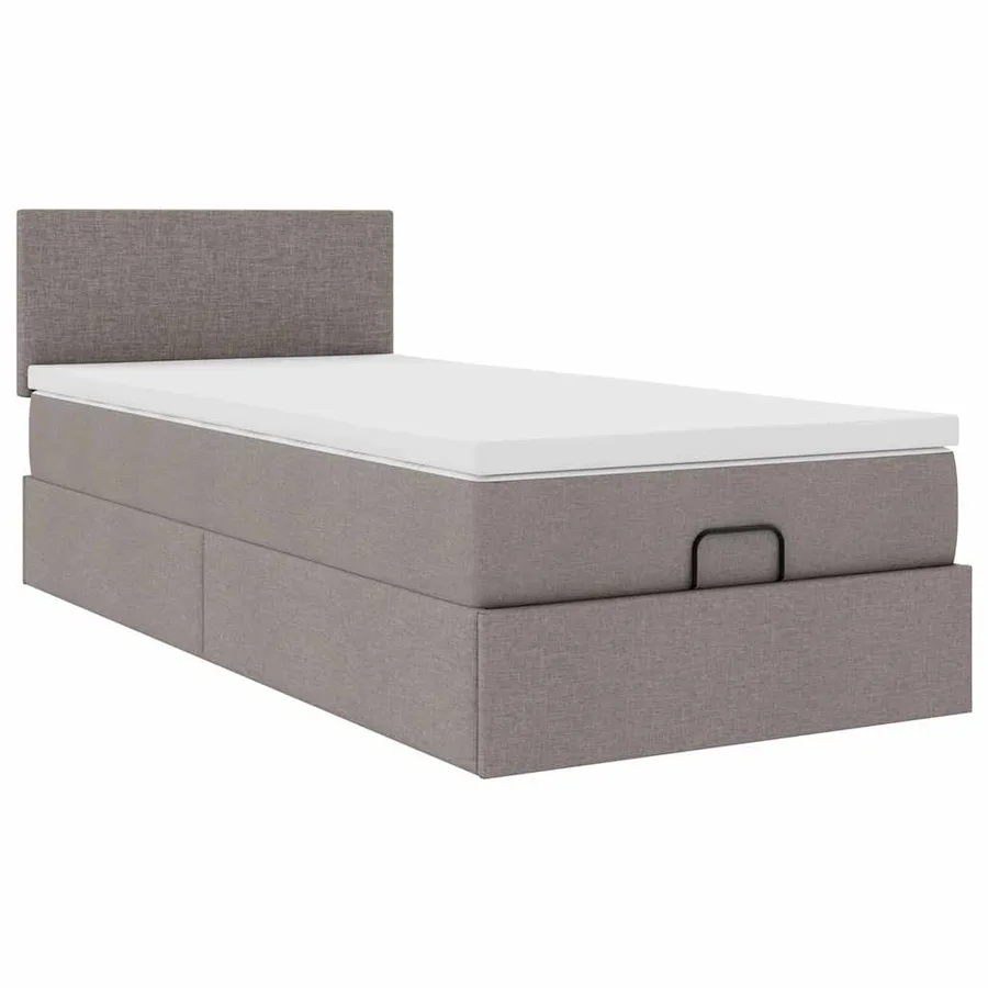 Lit ottoman avec matelas taupe 100x200 cm tissu - 7