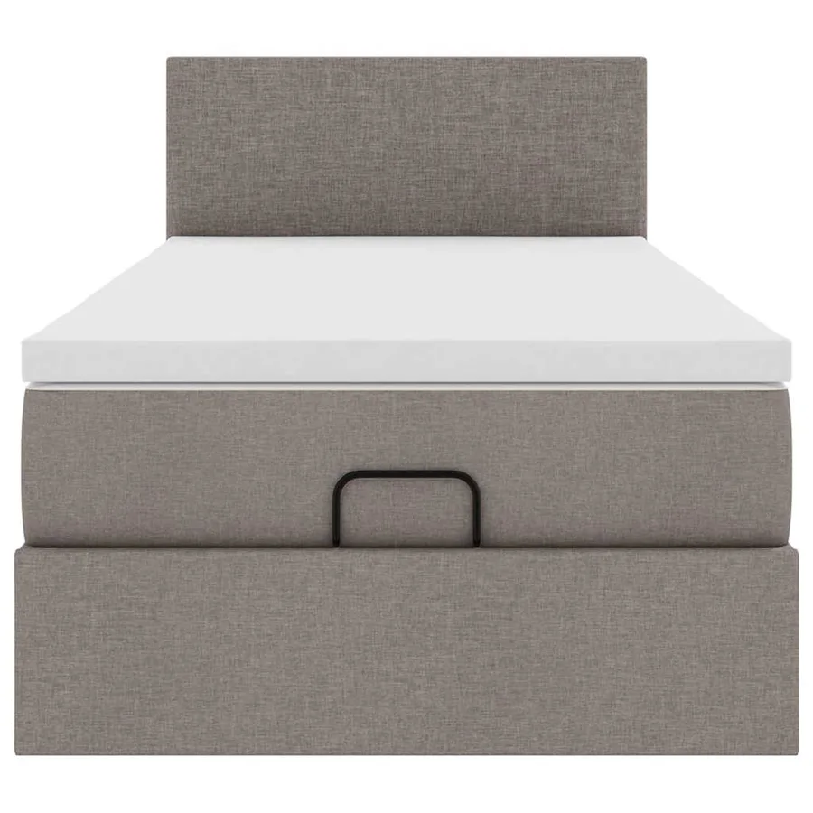 Lit ottoman avec matelas taupe 100x200 cm tissu - 8