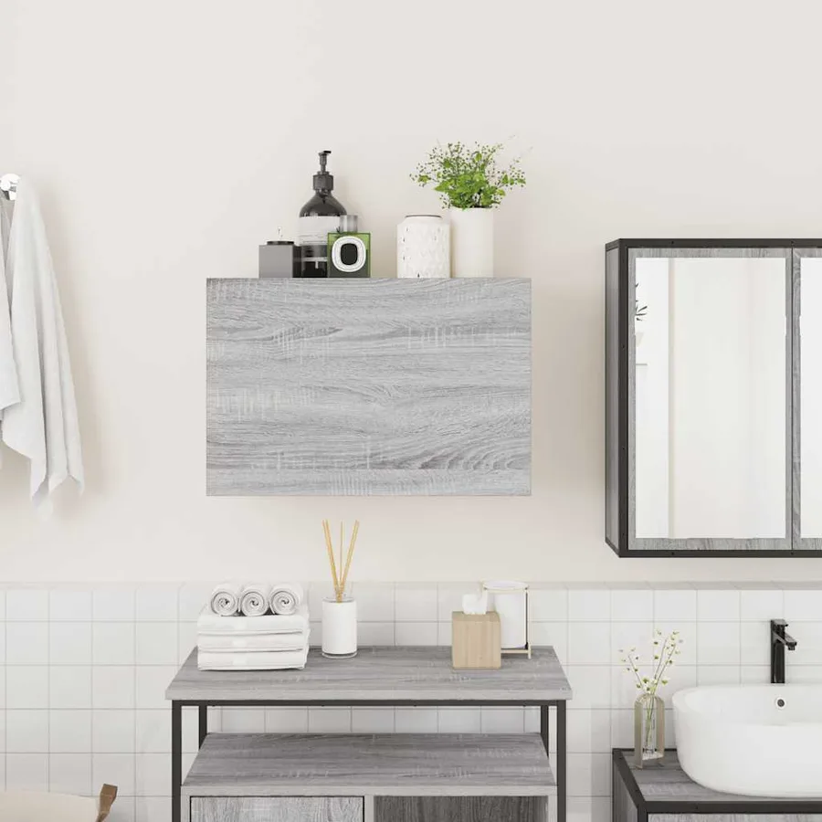Armoire murale de bain sonoma gris 60x25x40cm bois d'ingénierie - 3