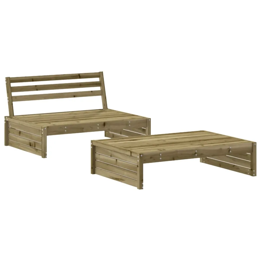 Salon de jardin 2 pcs avec coussins bois de pin imprégné - 3