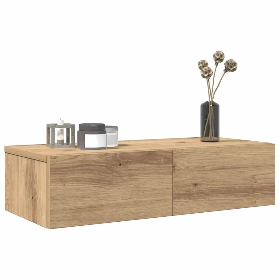 Étagère murale avec tiroirs chêne artisanal bois d'ingénierie