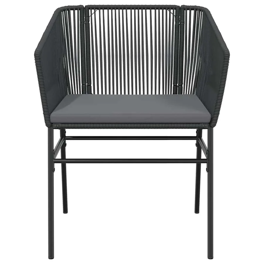 Ensemble à manger de jardin coussins 7pcs noir poly rotin verre - 5