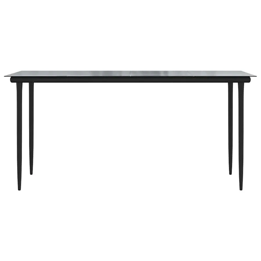 Ensemble à manger de jardin coussins 7pcs noir poly rotin verre - 7