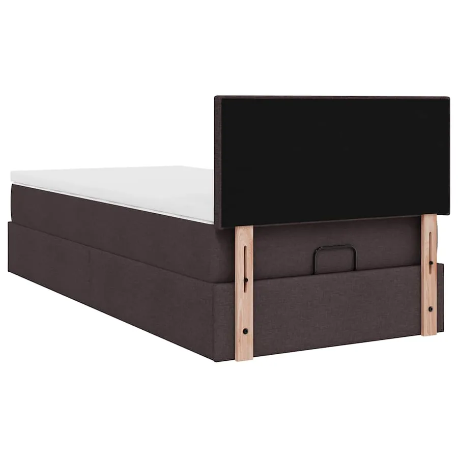 Lit ottoman avec matelas marron foncé 100x200 cm tissu - 11