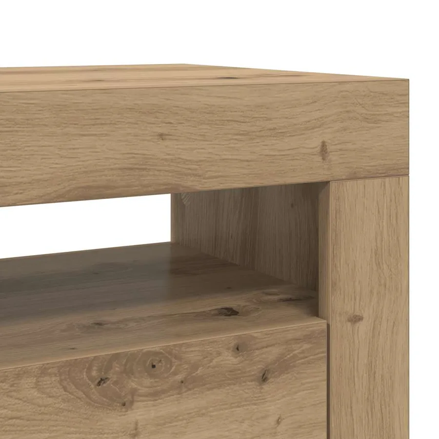 Meuble TV avec lumières LED chêne artisanal bois d'ingénierie - 10