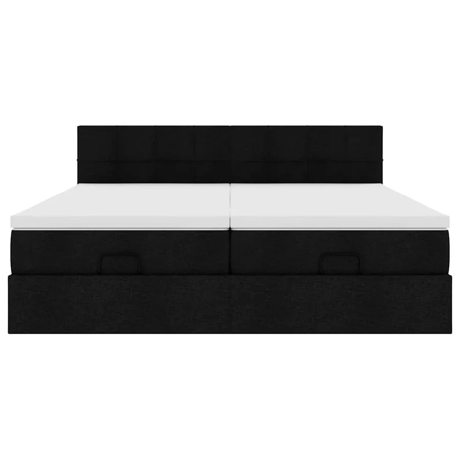 Cadre de lit ottoman avec matelas noir 200x200cm tissu - 8