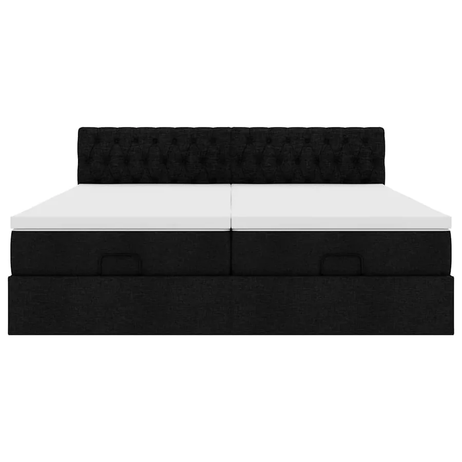 Cadre de lit ottoman avec matelas noir 200x200cm tissu - 8
