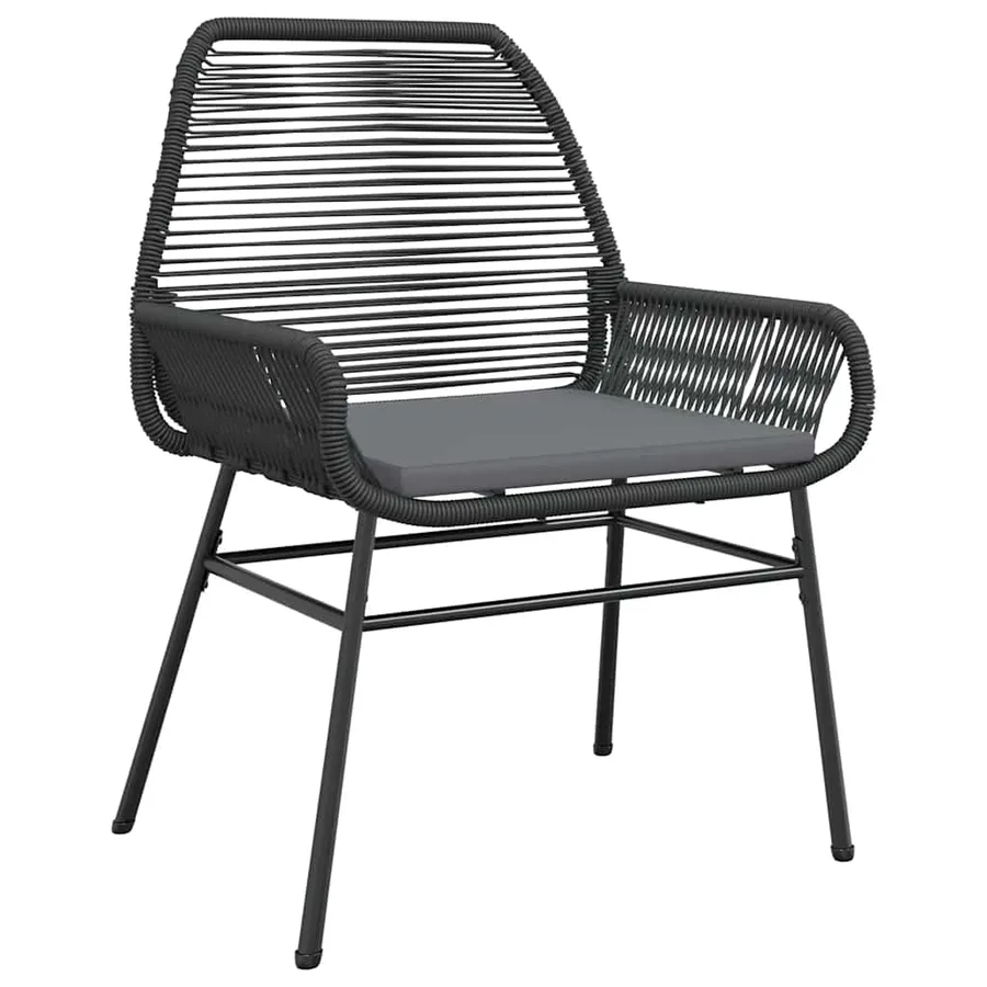 Ensemble à manger de jardin et coussins 5 pcs noir rotin verre - 4