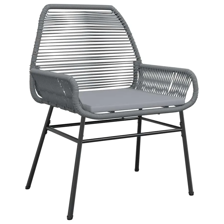 Ensemble à manger jardin coussins 3 pcs gris poly rotin verre - 4