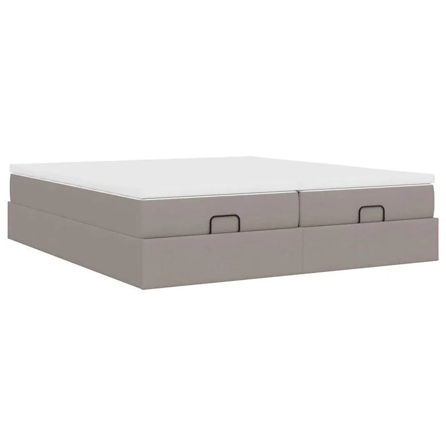 Cadre de lit ottoman avec matelas taupe 200x200cm tissu - 6