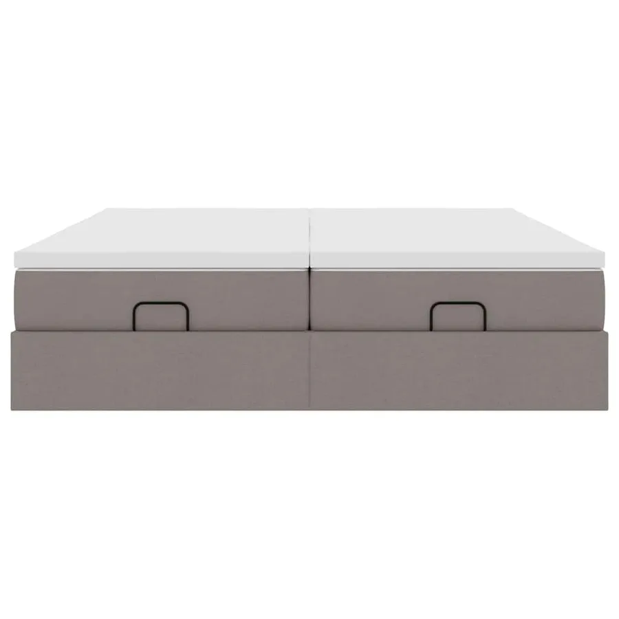Cadre de lit ottoman avec matelas taupe 200x200cm tissu - 7