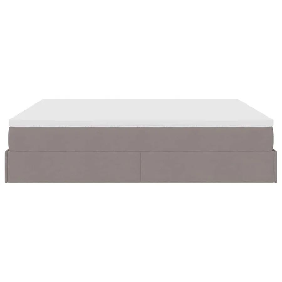 Cadre de lit ottoman avec matelas taupe 200x200cm tissu - 9