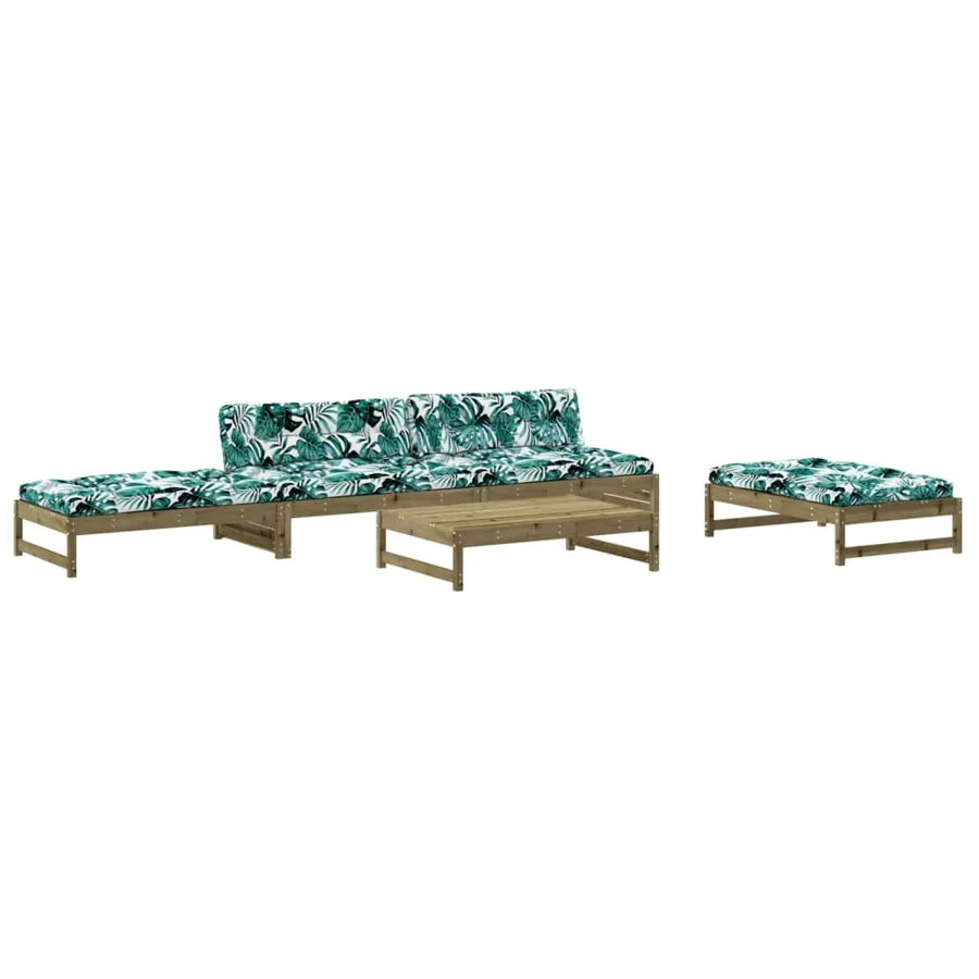 Salon de jardin 5 pcs avec coussins bois de pin imprégné - 2