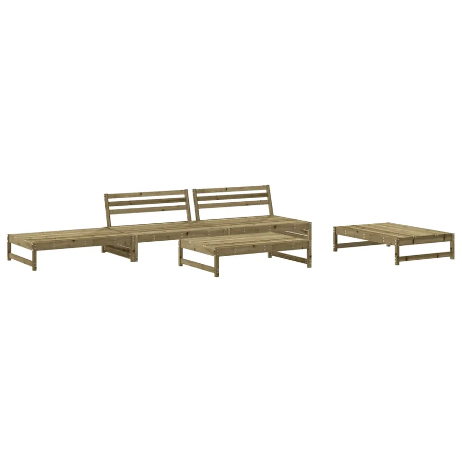 Salon de jardin 5 pcs avec coussins bois de pin imprégné - 3