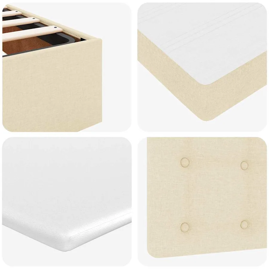 Lit ottoman avec matelas crème 100x200 cm tissu - 13