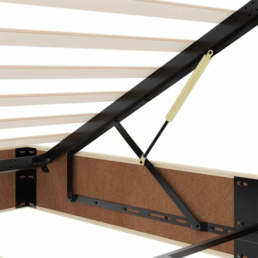 Lit ottoman avec matelas crème 100x200 cm tissu - 14