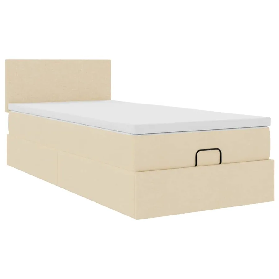 Lit ottoman avec matelas crème 100x200 cm tissu - 6
