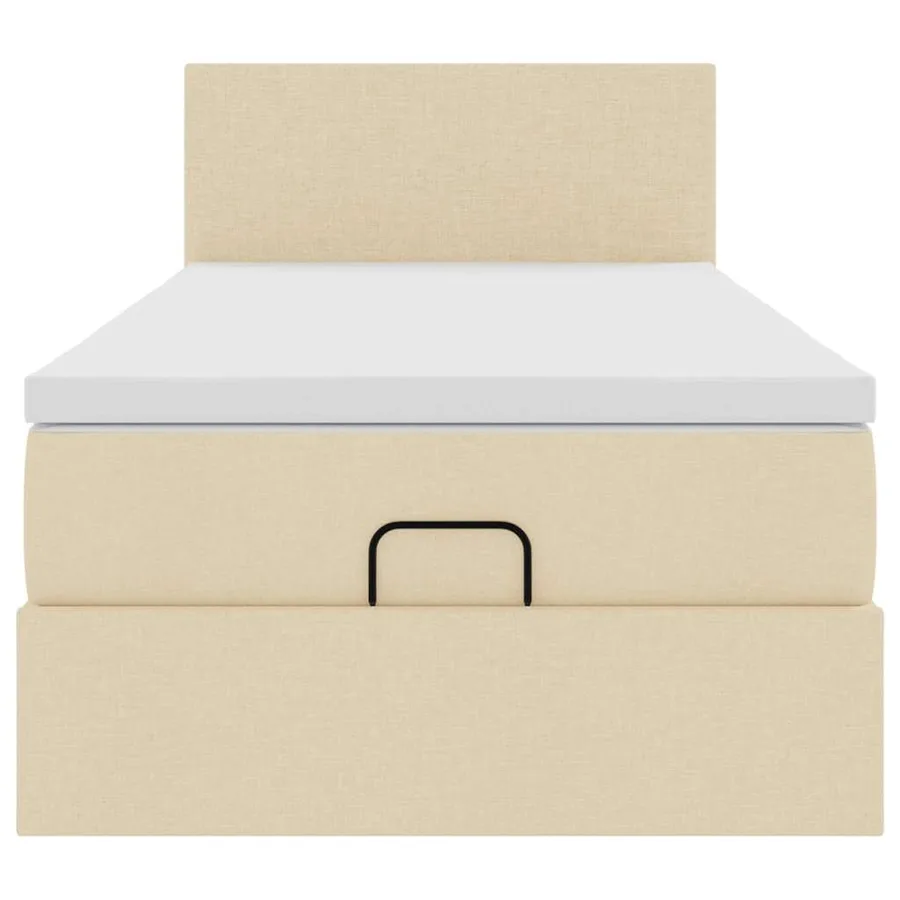 Lit ottoman avec matelas crème 100x200 cm tissu - 7