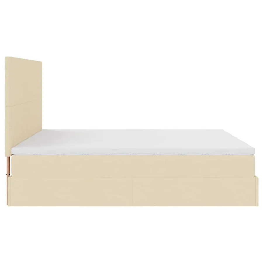 Cadre de lit ottoman avec matelas crème 200x200cm tissu - 8