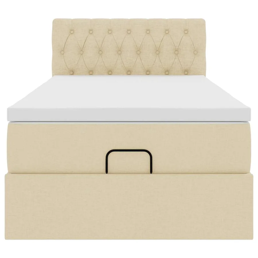 Lit ottoman avec matelas crème 100x200 cm tissu - 7