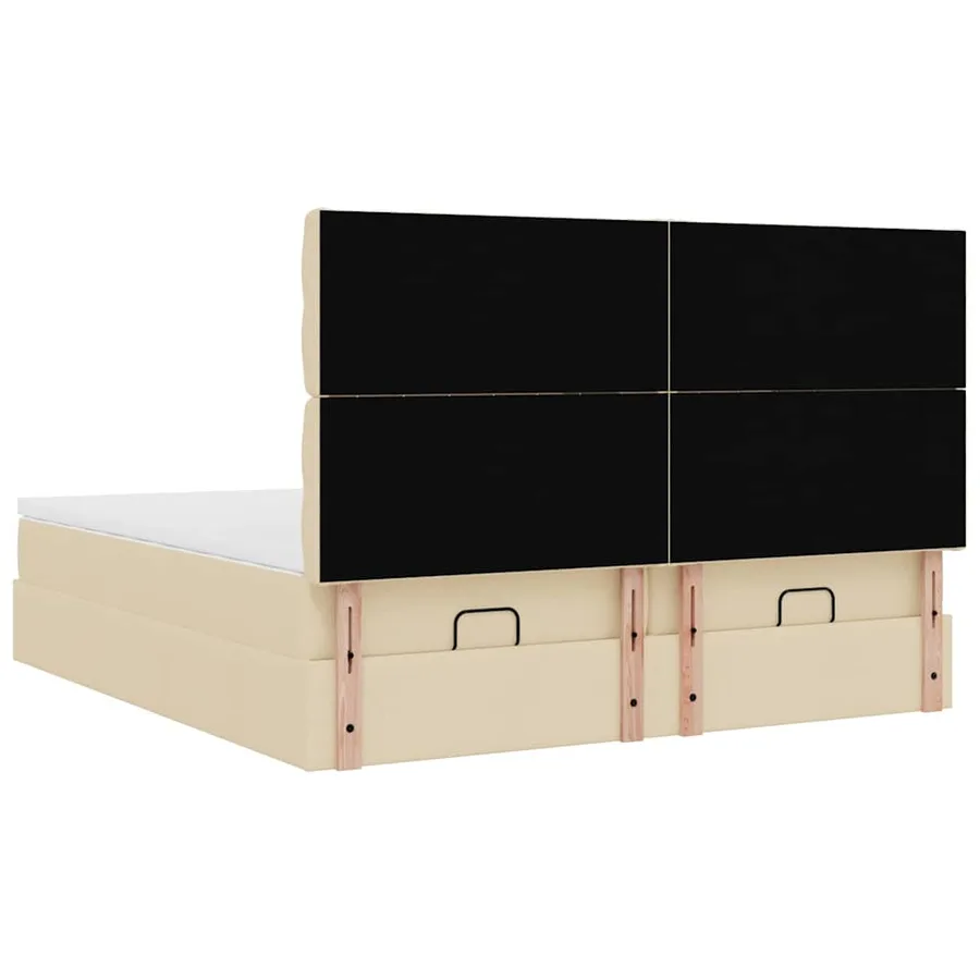 Cadre de lit ottoman avec matelas crème 200x200cm tissu - 10