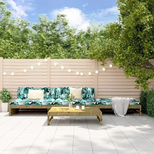 Salon de jardin 4 pcs avec coussins bois de pin imprégné