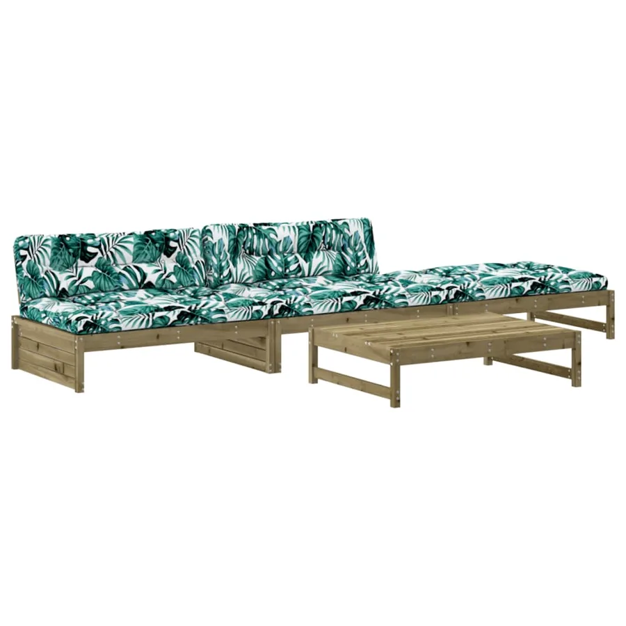 Salon de jardin 4 pcs avec coussins bois de pin imprégné - 2