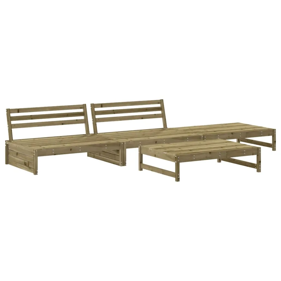 Salon de jardin 4 pcs avec coussins bois de pin imprégné - 3