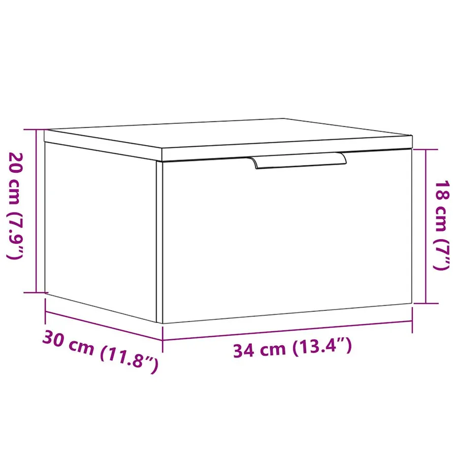 Tables de chevet murales 2 pcs vieux bois 34x30x20 cm - 11
