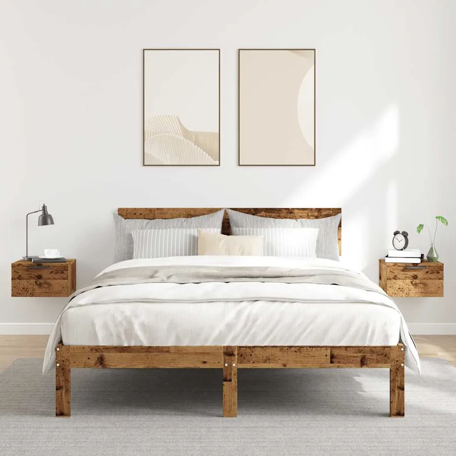Tables de chevet murales 2 pcs vieux bois 34x30x20 cm - 3