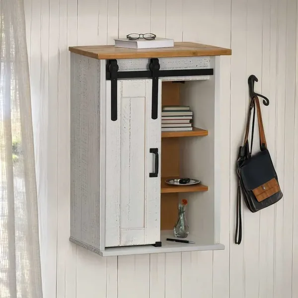 Armoire suspendue HALDEN porte coulissante blanc 49x22,5x70 cm