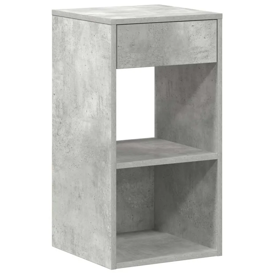 Table de chevet avec tiroir gris béton 35x34x66,5 cm - 2