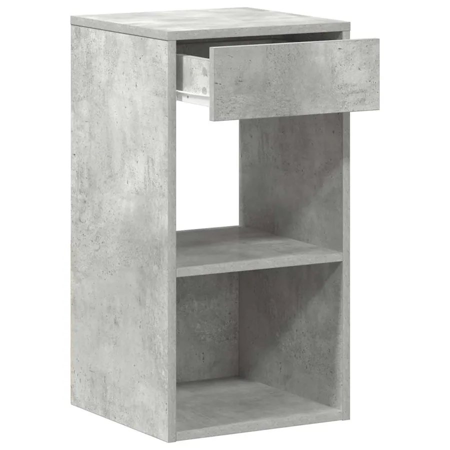 Table de chevet avec tiroir gris béton 35x34x66,5 cm - 5