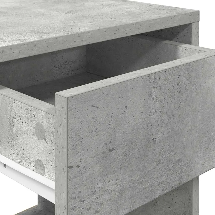 Table de chevet avec tiroir gris béton 35x34x66,5 cm - 8