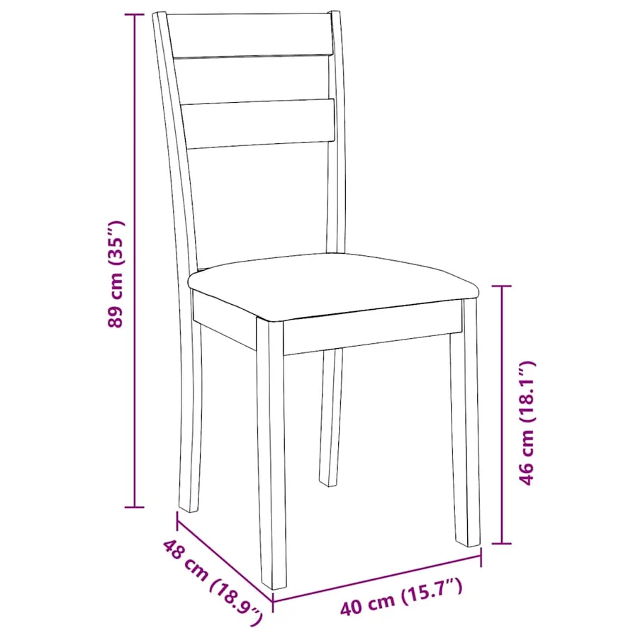 Chaises à manger coussins 2 pcs blanc bois massif caoutchouc - 11