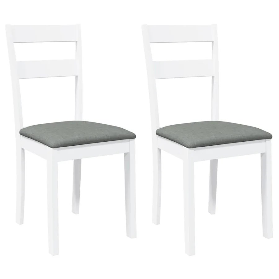 Chaises à manger coussins 2 pcs blanc bois massif caoutchouc - 2