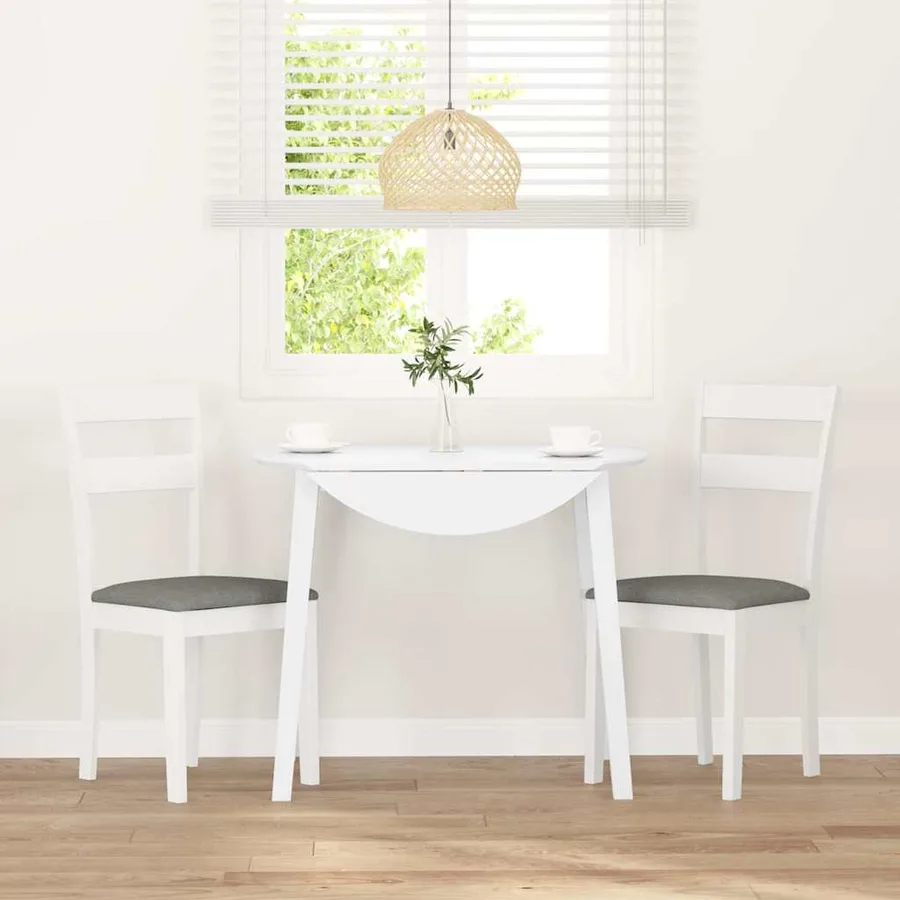 Chaises à manger coussins 2 pcs blanc bois massif caoutchouc - 3