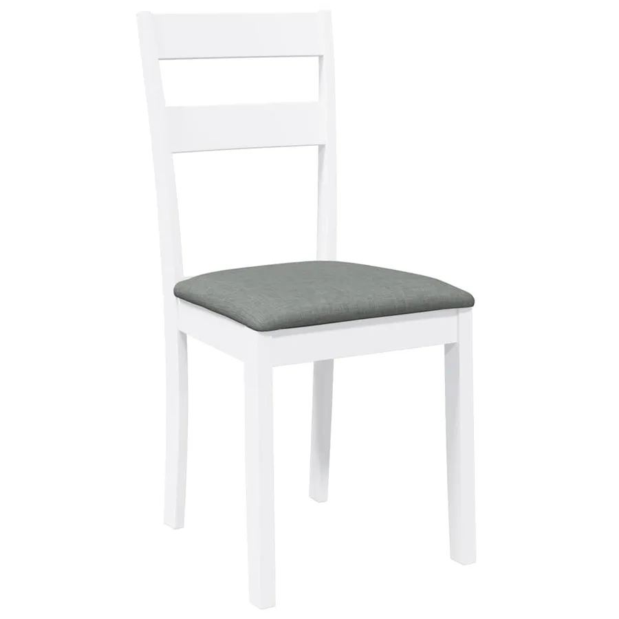 Chaises à manger coussins 2 pcs blanc bois massif caoutchouc - 4